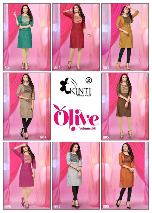 Kinti Olive 8 Handloom Cotton Printed Kurti Collection